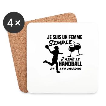 Un femme simple j aime le handball at les apéros - Dessous de verre (lot de 4) - blanc - Devant