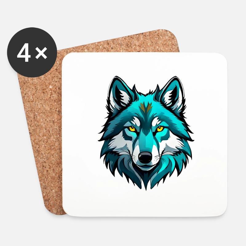 Wolfskopf - Untersetzer (4er-Set) - Weiß