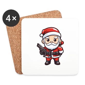 Père Noël Pistolet Père Noël Noël - Dessous de verre (lot de 4) - blanc - Devant