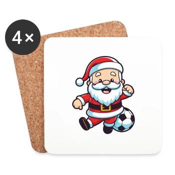 Père Noël Football Sports Noël - Dessous de verre (lot de 4) - blanc - Devant