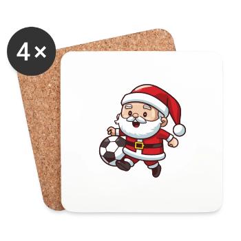 Père Noël Football Sports Noël - Dessous de verre (lot de 4) - blanc - Devant