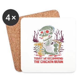 Swamp Zombie Waiter Recommends The Chickens Brain - Coasters (set of 4) - white - Front