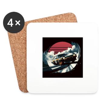 Japanese style car, JDM - Coasters (set of 4) - white - Front