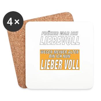 LIEBEVOLL LIEBER VOLL - Untersetzer (4er-Set) - Weiß - Vorne