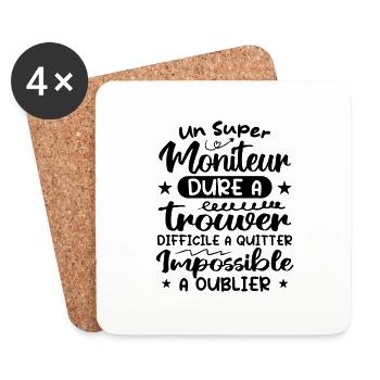 Super moniteur - Fête des Pères - Dessous de verre (lot de 4) - blanc - Devant