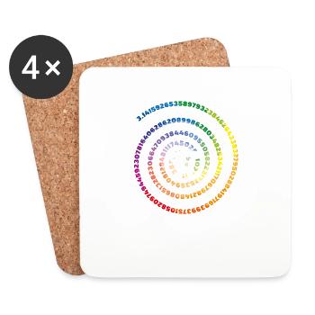 3.14 Pop Art Spirale Math Science Geek - Dessous de verre (lot de 4) - blanc - Devant
