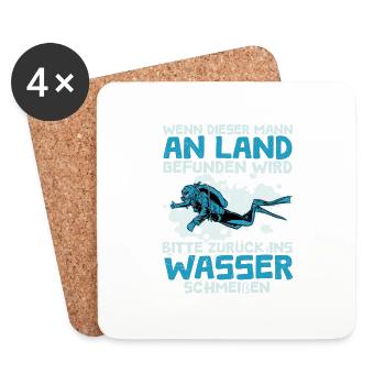 Lustiges Gerätetauchen Taucher Meer Ozean Wasser - Untersetzer (4er-Set) - Weiß - Vorne