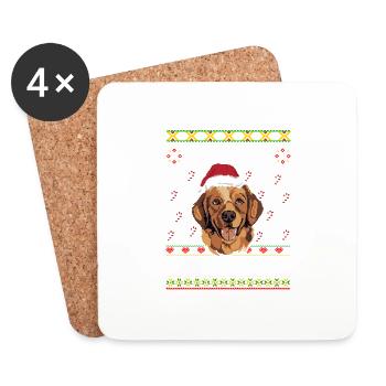 Chien Noël Golden Retriever - Dessous de verre (lot de 4) - blanc - Devant