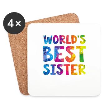 World's Best Sister - Untersetzer (4er-Set) - Weiß - Vorne