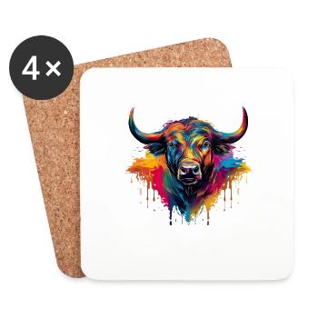 Bulle und Stier Kunstliebhaber Stierkampf für - Untersetzer (4er-Set) - Weiß - Vorne