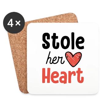 Stole Your Heart His Fries - Couple - Coasters (set of 4) - white - Front