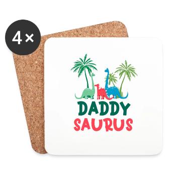 Dinosaur Birthday Daddy Saurus Matching Family - Coasters (set of 4) - white - Front