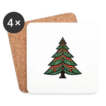Arbre de Noël Noël - Dessous de verre (lot de 4) - blanc - Devant