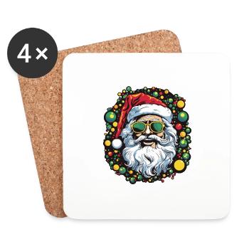 Santa Claus Colorful Santa Christmas - Coasters (set of 4) - white - Front