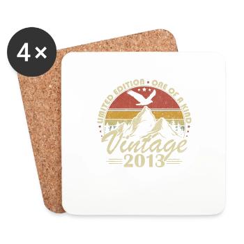 Vintage 2013 Cadeau Anniversaire Née en 2013 - Dessous de verre (lot de 4) - blanc - Devant