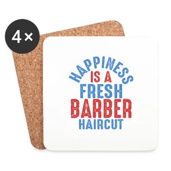 Le bonheur est une coupe de cheveux fraîche de Barbershop Bea - Dessous de verre (lot de 4) - blanc - Devant