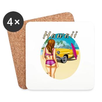 HAWAÏ - Dessous de verre (lot de 4) - blanc - Devant
