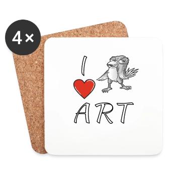 I LOVE ART VÖGEL - Untersetzer (4er-Set) - Weiß - Vorne