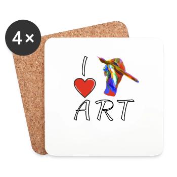 I LOVE ART PINSEL HAND - Untersetzer (4er-Set) - Weiß - Vorne