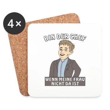 MANN BIN DER CHEF - Untersetzer (4er-Set) - Weiß - Vorne