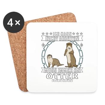 MUSS IMMER AN OTTER DENKEN - Untersetzer (4er-Set) - Weiß - Vorne