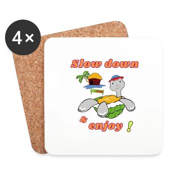 Slow down turtle at home - Coasters (set of 4) - white - Front