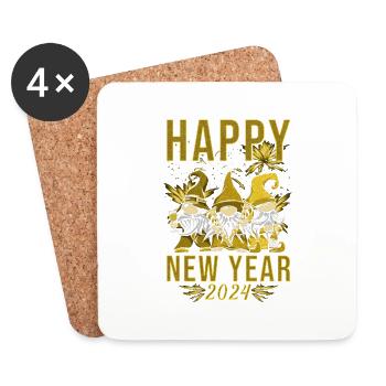 Happy New Year 2024 - Coasters (set of 4) - white - Front