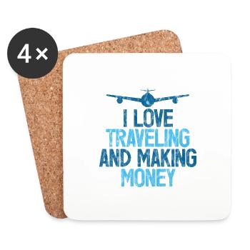 I Love Traveling And Making Money 3 - Coasters (set of 4) - white - Front