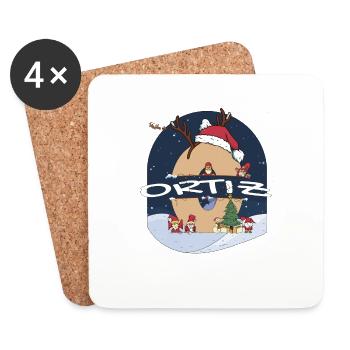 Awesome Ortiz Name w Santa Hat in Xmas Theme - Coasters (set of 4) - white - Front