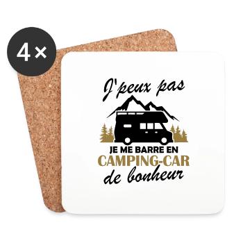 Je me barre en camping-car Humour Cadeau - Dessous de verre (lot de 4) - blanc - Devant