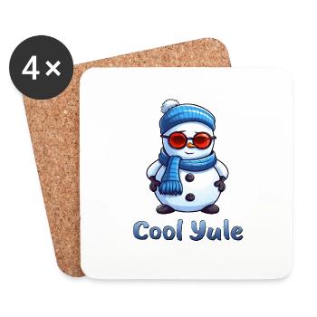 Cool Yule Bonhomme de neige Conception à l’épreuve de l’hiver - Dessous de verre (lot de 4) - blanc - Devant