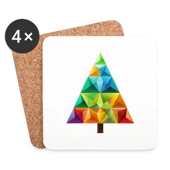 Colorful Festive Magic: Rainbow Christmas Tree - Coasters (set of 4) - white - Front