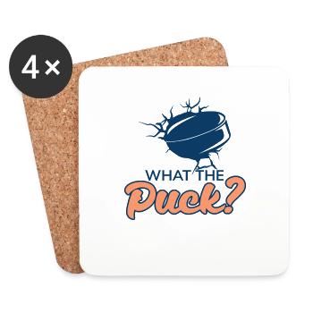 Qu’est-ce que la rondelle drôle de hockey sur glace - Dessous de verre (lot de 4) - blanc - Devant