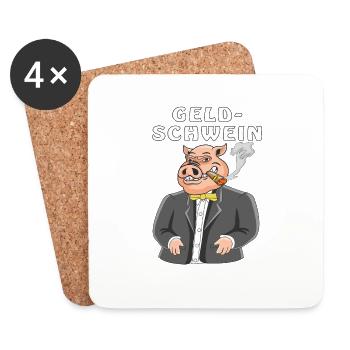 GELD SCHWEIN - Untersetzer (4er-Set) - Weiß - Vorne