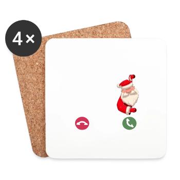 Noël appelle Noël pyjama drôle d’arbre - Dessous de verre (lot de 4) - blanc - Devant