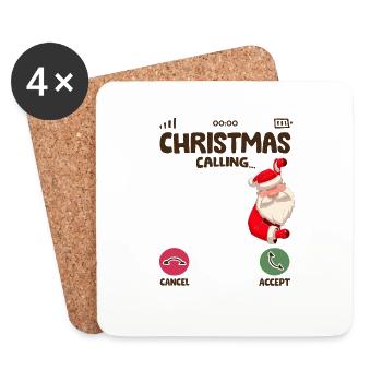 Weihnachten nennt Weihnachtspyjama lustigen Baum - Untersetzer (4er-Set) - Weiß - Vorne