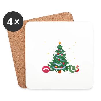 Noël appelle Noël pyjama drôle d’arbre - Dessous de verre (lot de 4) - blanc - Devant
