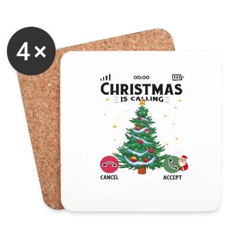 Noël appelle Noël pyjama drôle de Noël - Dessous de verre (lot de 4) - blanc - Devant
