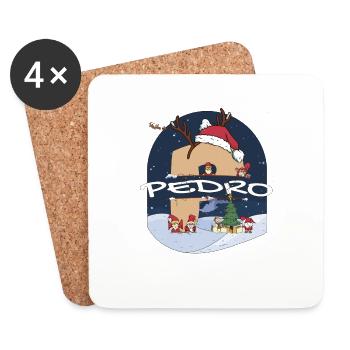Toller Pedro Name mit Weihnachtsmütze im Weihnachtsthema - Untersetzer (4er-Set) - Weiß - Vorne