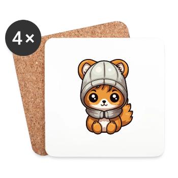 Squirrel Winter Animal Cute Comic - Coasters (set of 4) - white - Front