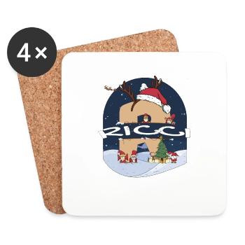 Toller Ricci-Name mit Weihnachtsmütze im Weihnachtsthema - Untersetzer (4er-Set) - Weiß - Vorne