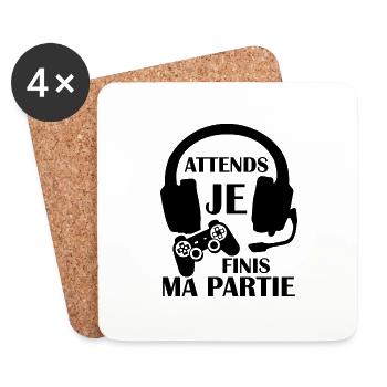 Attends Je Finis Ma Partie - Dessous de verre (lot de 4) - blanc - Devant