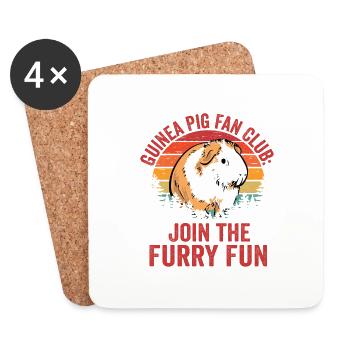 Fan Club des cochons d’Inde : rejoignez l’amateur de Cavy à fourrure - Dessous de verre (lot de 4) - blanc - Devant