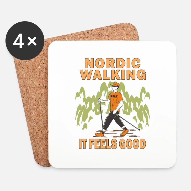 NORDIC WALKING RUN WITH - Untersetzer (4er-Set) - Weiß