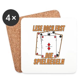 LESE DOCH ERST DIE SPIELREGELN - Untersetzer (4er-Set) - Weiß - Vorne