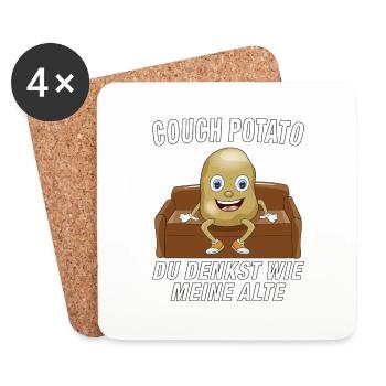 COUCH POTATO DU DENKST WIE MEINE ALTE - Untersetzer (4er-Set) - Weiß - Vorne
