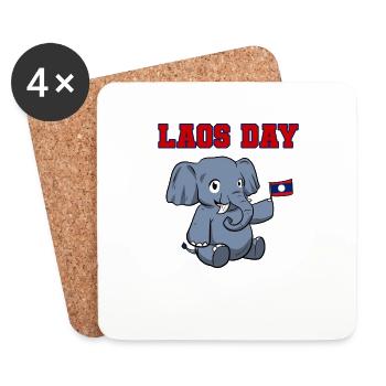 Laos Lao Drapeau Laotien éléphant Lao I cadeau - Dessous de verre (lot de 4) - blanc - Devant