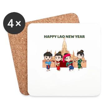 Laos Laote Laoten Flagge Elefant Lao I Geschenk - Untersetzer (4er-Set) - Weiß - Vorne