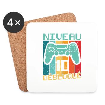 Niveau 10 débloqué Cadeau 10 ans Anniversaire - Dessous de verre (lot de 4) - blanc - Devant
