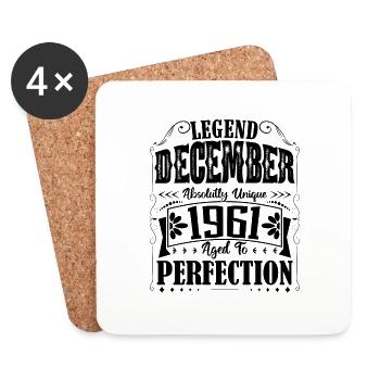 Dezember 1961. Dezember 1961 Geburtstagsgeschenk - Untersetzer (4er-Set) - Weiß - Vorne